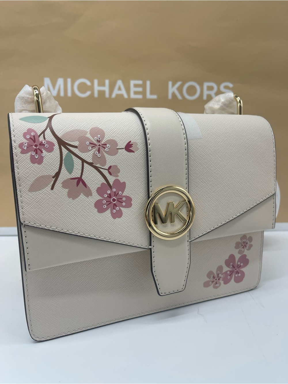 Michael KORS Greenwich Small Embellished Crossbody Bag
Light Cream Multi 
NWT